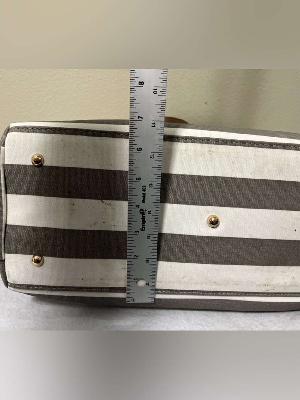 White Elm Aquila Tote Gray White Striped Canvas Diaper Work Bag Crossbody - Picture 14 of 16
